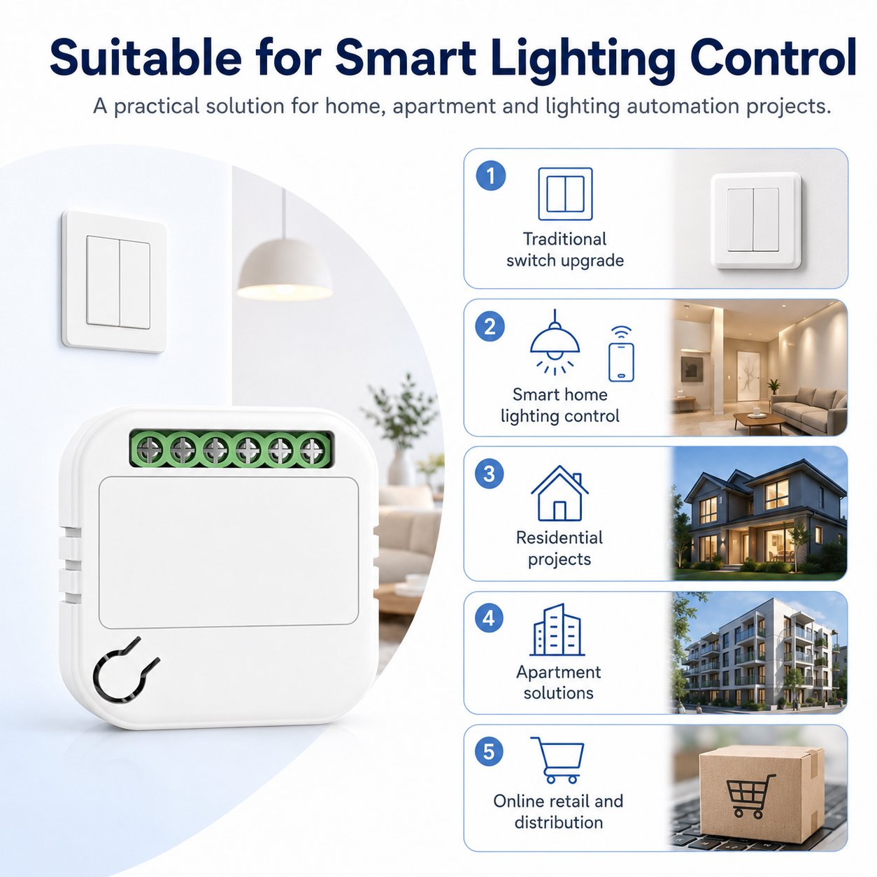Suitable for Smart Lighting Control Tuya WiFi Mini Switch Module Smart Lighting Control Applications
