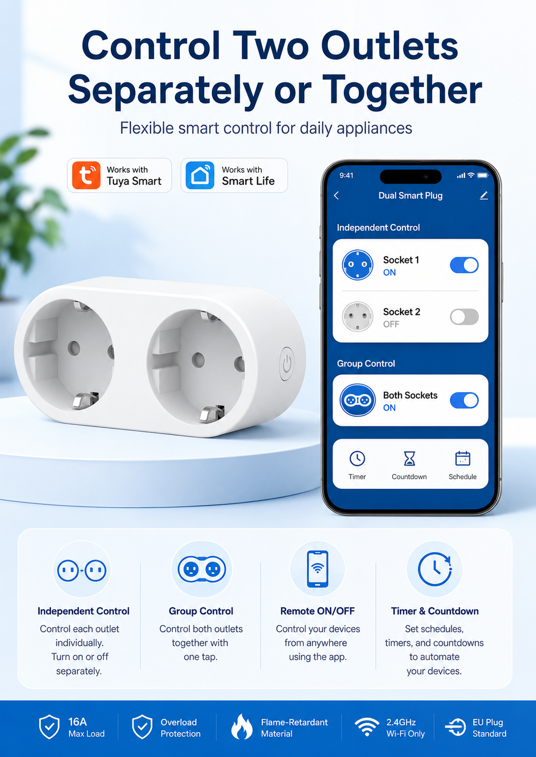 Control Two Outlets Separately or Together