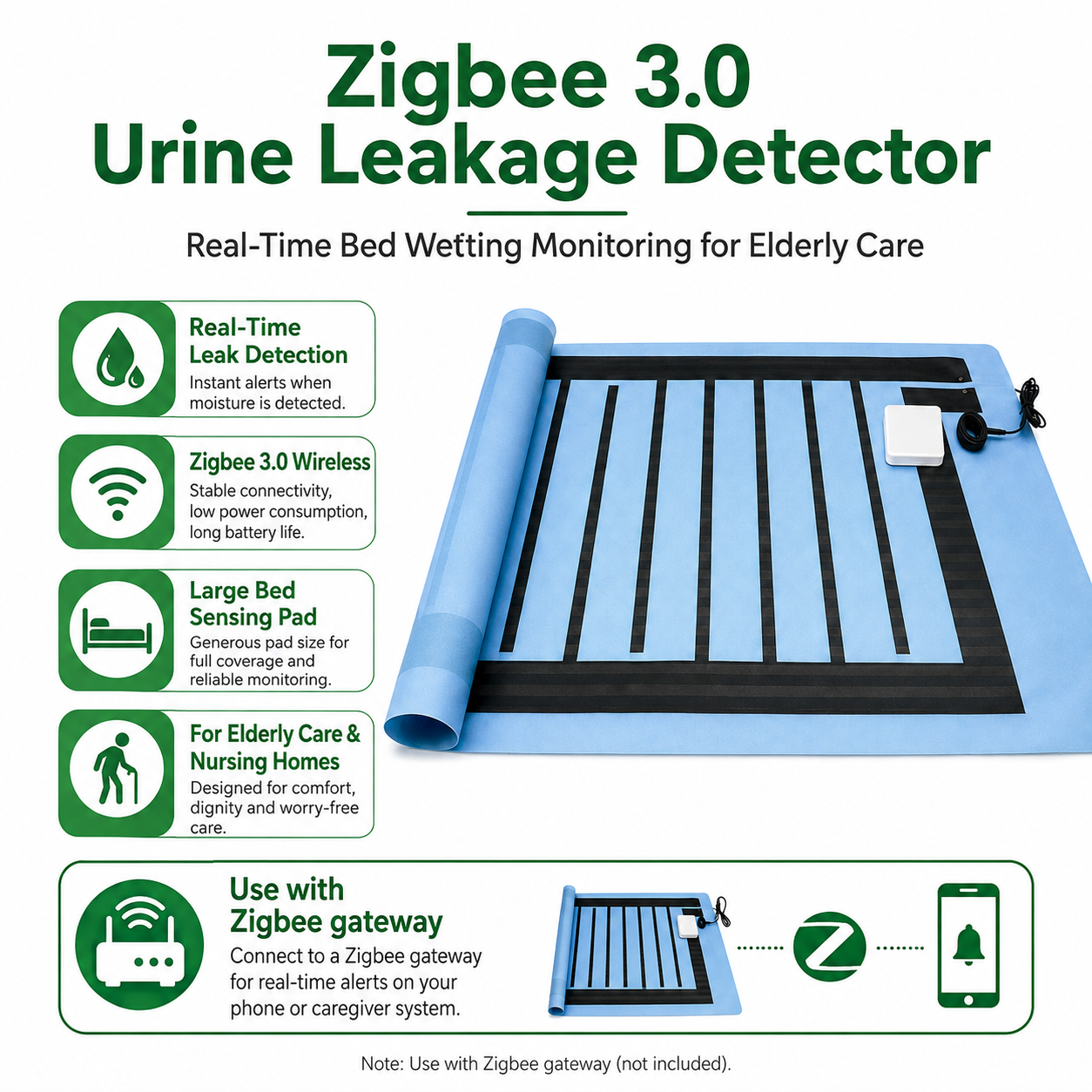 Zigbee 3.0 Urine Leakage Detector Zigbee 3.0 Urine Leakage Detector for Elderly Care